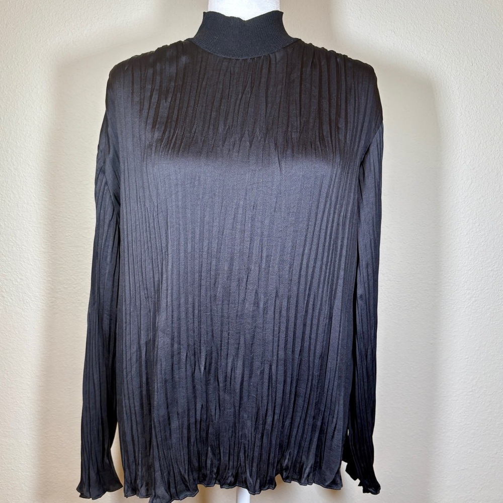 Vince Black Pleated Women's Blouse Size Large